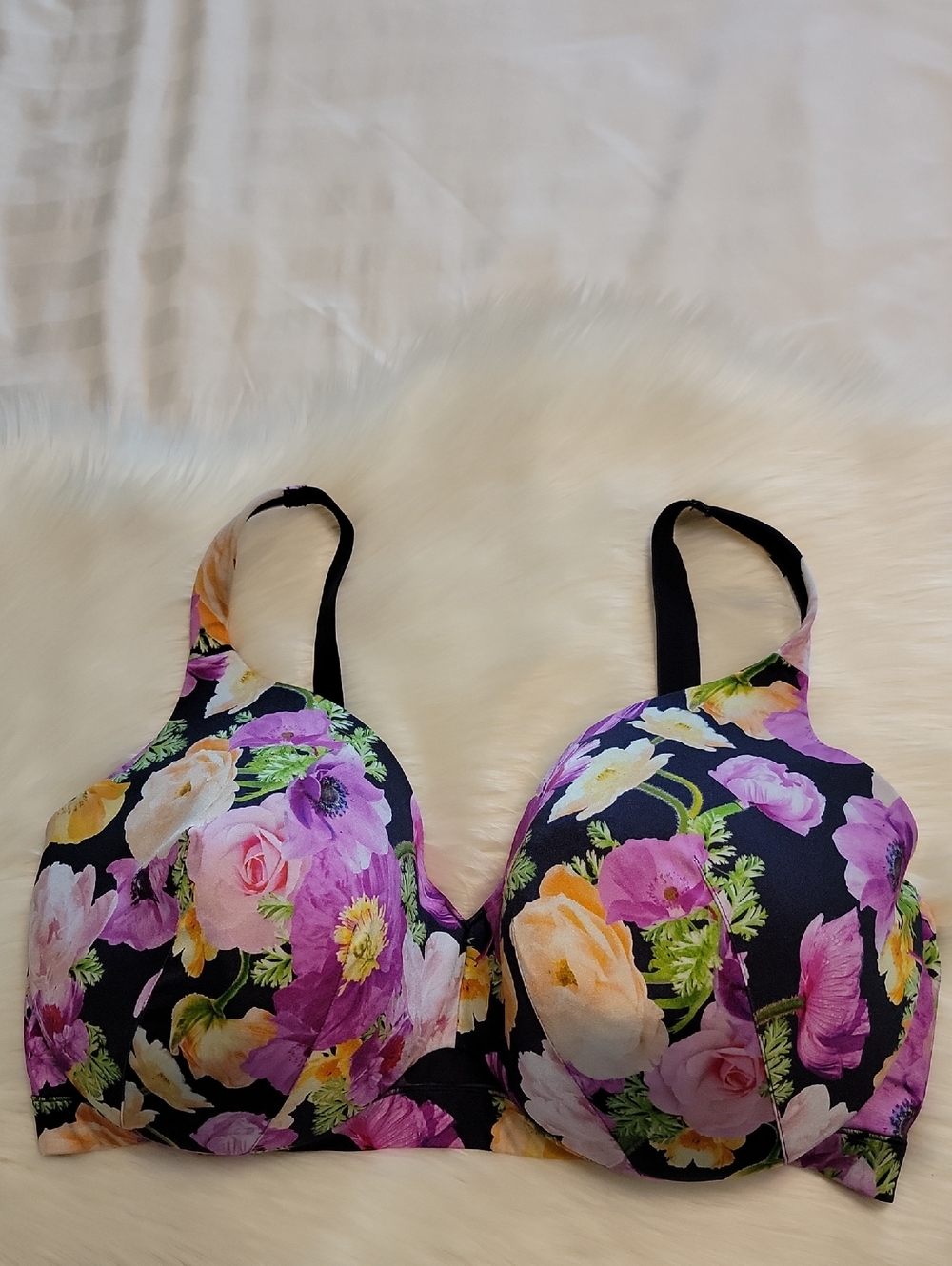 Cacique Women's Bra 46H Lightly Lined Full Coverage Floral Pastel Flowers